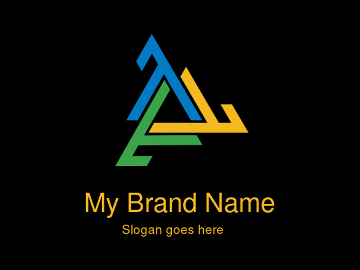 Interlocking Multi-Color Triangle Letter A Logo - Modern Geometric Design in Blue, Green, and Yellow for Collaboration, Technology, Sustainability, or Financial Services